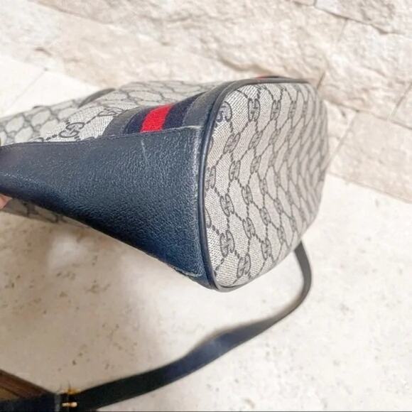 Gucci Supreme Vintage Monogram Bucket Bag Navy - Picture 6 of 12